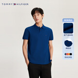 TOMMY HILFIGER【潮流多色】夏季男装珠地棉商务休闲纯色短袖T恤翻领POLO22109 宝蓝色C5J M (推荐：135-150斤)