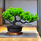 匠心绽放长寿松迎客松仿真松树盆景办公桌面绿植茶室假树新中式盆栽20305