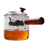 新羽手工耐高温玻璃煮茶器蒸茶器 侧把壶耐热加厚玻璃泡茶壶煮茶壶老白茶老黑茶普洱茶蒸茶壶三界电陶炉茶具 新羽蒸茶壶（单壶500ml）