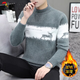 啄木鸟毛衣男秋冬季羊线衣毛衫男士半高领加绒加厚保暖冬款打底衣服男装 0860灰色 L (100-120斤)