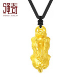 绳奇黄金貔貅吊坠男款999足金皮丘吊坠女本命年红绳项链送父亲节礼物 黑绳款 小款貔貅金重：1.01-1.10g