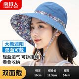 南极人遮阳帽渔夫帽女海边沙滩帽户外帽太阳帽文艺帽子女防晒帽 蓝色