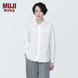 无印良品（MUJI）女式水洗平纹衬衫领长袖衬衫女士衬衣外套白衬衫纯棉全棉 白色 XL(165/92A)