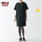 无印良品（MUJI）Walker 女式 防紫外线 短袖连衣裙 女装裙子春季 BIH01A3S 黑色 M 160/84A