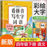 小学生四年级下册看拼音写词语练字帖生字注音语文课本同步专项训练 习字本写字练习册彩绘版