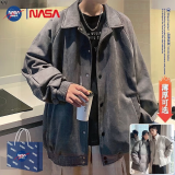 WHIM NASA男士麂皮绒夹克外套男春秋季款潮流学生高级感痞帅男生棒球服冬季 721排扣款-深灰色 L