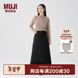 无印良品（MUJI）女式 木棉混 灯芯绒 A字裙 中长款半身裙子女款 美拉德 BE11CC3A 黑色 S 155/62A