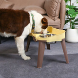 休普狗食盆双碗猫碗狗盆狗碗宠物盆狗狗饭碗保护颈椎高脚碗奶黄色XL