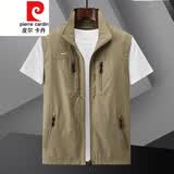 皮尔卡丹（pierre cardin）户外速干马甲男春夏秋季多口袋薄款工装坎肩背心马夹大码休闲外套 卡其 XL