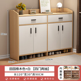 本木自在（BENMUZIZAI）意式轻奢实木鞋柜家用门口室内新款2025爆款入户玄关柜一体鞋架子 普通纤维板120cm四门两抽田园橡