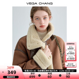 VEGA CHANG皮毛一体短外套女2024冬旷野美拉德加绒机车风大衣oversize 焦糖棕 M