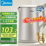 美的（Midea）【国家补贴】电热水壶烧水壶热水壶 316L不锈钢 1500W功率 双钢内胆  1.7L大容量MK-SHM1730-PRO