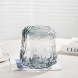 初卓创意玻璃花瓶水培鲜花仿真花餐桌摆件 他山之石灰色小号高16cm