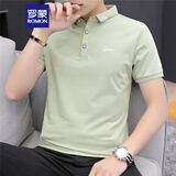 罗蒙（ROMON）短袖T恤男夏季潮流时尚短袖纯色上衣服男装LM13绿色4XL