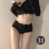 南木熊内裤纯欲高颜值女士内裤新款收腹性感蕾丝花边提臀高腰少女内裤 三条装【黑色+墨绿+卡其】 3条