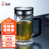 希诺双层玻璃杯男家用商务办公水杯带手柄泡茶杯子XN-9005 420mL