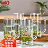 青苹果带把水杯茶杯 扎啤杯啤酒杯 无铅玻璃杯可乐杯饮料杯4只装320ml