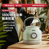 MCKAKA英国 电热水壶 烧水壶热水壶 可视温度表高颜值复古英伦风 大容量家用自动断电煮水器恒温电热水壶 1.7L 清新绿 【进口温控器】机械款