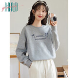 Halo Queen卫衣女春秋圆领宽松字母蝴蝶结慵懒风百搭上衣外套新品H143W1001