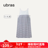 ubras【特卖】云棉背心裙女睡衣女连衣裙透气睡裙家居服 【经典款】白底深蓝条纹-带杯 L