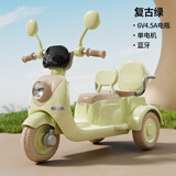 哈喽贝比儿童电动摩托车儿童摩托车3-6岁儿童电动车玩具车可坐人儿童车 标配复古绿|6V4.5电瓶+单驱