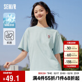 森马（Semir）[凉感T]x超级植物短袖T恤女抗菌2024夏宽松刺绣上衣109324100007