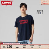 Levi's【全新升级】李维斯新版情侣同款短袖T恤logo印花 藏蓝色0002 XL