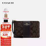 蔻驰（COACH）女士小号手拿包零钱包深棕色印花CS602【品牌授权】年货礼物