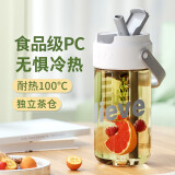 迪普尔 吸管水杯女高颜值便携杯子学生杯大容量耐高温带茶隔茶杯