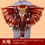 悦吉祥大象挂件欧式客厅玄关动物头壁挂复古墙壁酒吧墙面装饰品象头墙饰 051木色大号（尺寸90*65*20cm）