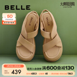 百丽（Belle）简约扭结休闲凉鞋女商场款厚底凉鞋A9S1DBL4 杏色 37