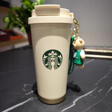 星巴克杯子双饮口水杯保温杯吸管杯美式咖啡杯礼盒教师节礼物伴手礼 白金女神加小熊挂坠