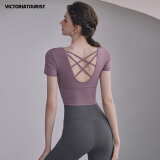维多利亚旅行者（VICTORIATOURIST）瑜伽服女夏季跑步运动套装普拉提健身服美背含胸垫两件套