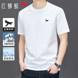 红蜻蜓（RED DRAGONFLY）短袖t恤男纯棉品牌刺绣休闲时尚简约百搭圆领上衣打底衫 白色 M