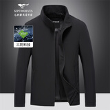 七匹狼夹克男春款三防立领外套男士商务休闲纯色防风衣单茄克衫男装上衣 001(黑色)-立领升级款 XL (175) 92A