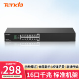 Tenda腾达 TEG1016G 16口千兆网络交换机 钢壳标准机架式 企业工程专用分线器