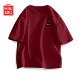 名创优品（MINISO）短袖男纯棉休闲宽松夏季圆领百搭青少年潮流半袖t恤 酒红 L