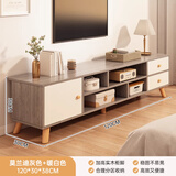第一森林新中式客厅实木电视柜落地轻奢小户型可伸缩原木风卧室储物收纳柜 主图款丨加粗实木腿丨莫兰迪灰+暖白120CM 15min搞定丨简易安装带安装工具