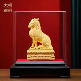 大明铜匠绒沙金祥瑞麒麟摆件家居玄关办公室乔迁开业礼品高档工艺品