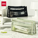 得力(deli)轻韵时光系列网纱三角包笔袋考试可用大容量收纳袋 中高考考研适用 绿色BC377开学必备