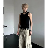 迪伽达无袖T恤男士夏季新款运动健身背心潮牌高级感美式打底衫内搭t恤 BNGYL-7100黑色 XL