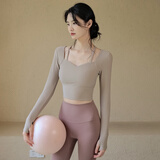 ACKDCS瑜伽服女秋冬收腰显瘦运动网球骑行专业普拉提长袖健身带胸垫上衣