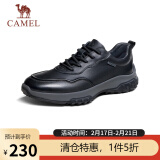 骆驼（CAMEL）牛皮舒适商务休闲健步户外男士皮鞋 G13A831121 黑色 44