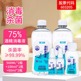 健卫康75%酒精消毒便携乙醇杀菌免洗速干洗手液500*2+60*2+100ml喷雾