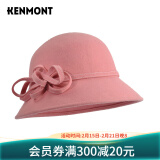 卡蒙（Kenmont）女士帽子冬季时尚潮英伦复古盆帽蝴蝶结小礼帽秋冬大檐帽毡帽2593 粉红色 可调节(57cm)