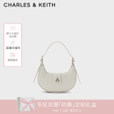 CHARLES&KEITH三角扣新月包腋下包单肩包包女包生日礼物女新年礼物CK2-50271205 粉白色Chalk S