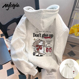 MJ STYLE重磅连帽卫衣女2026春秋薄款不加绒宽松休闲美式复古学生帽衫上衣