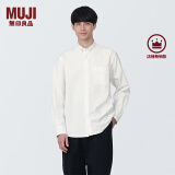 无印良品 MUJI 男式 棉水洗牛津 纽扣领 长袖衬衫 衬衣外套纯棉全棉 白色 XL(180/104A)