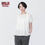 无印良品（MUJI） 女式 强捻短袖罩衫女装衬衫衬衣内搭夏季款纯棉全棉上衣BC2J8C4S 白色 S 155/80A