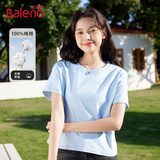 班尼路（Baleno）100%纯棉短袖T恤女2025年夏季宽松短款小个子时尚百搭休闲款上衣